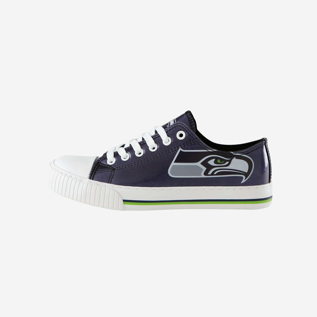 Seattle Seahawks Womens Team Color Metallic Low Top Canvas Shoes FOCO 6 - FOCO.com