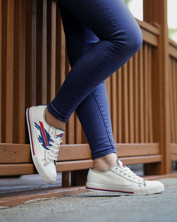 Buffalo Bills Womens Big Logo Low Top White Canvas Shoes FOCO - FOCO.com