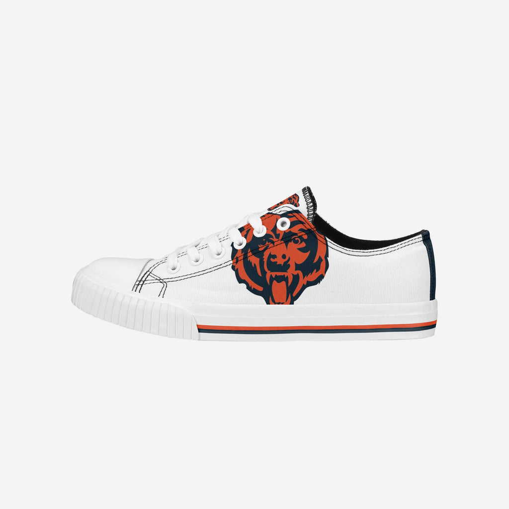 Chicago Bears Womens Big Logo Low Top White Canvas Shoes FOCO 6 - FOCO.com