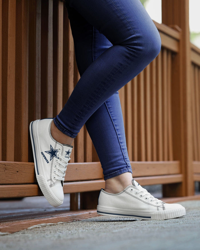 Dallas Cowboys Womens Big Logo Low Top White Canvas Shoes FOCO - FOCO.com