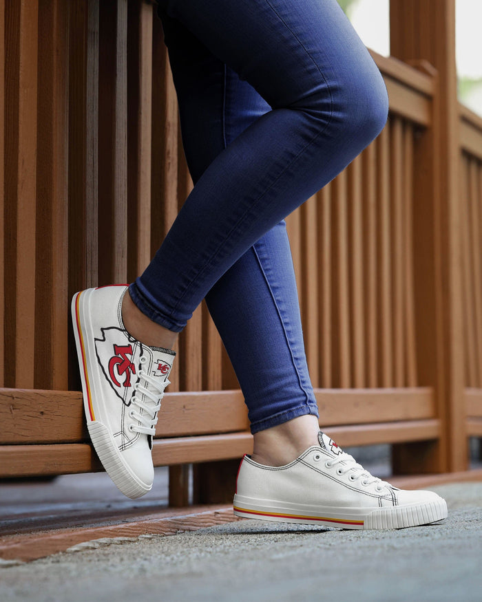 Kansas City Chiefs Womens Big Logo Low Top White Canvas Shoes FOCO - FOCO.com