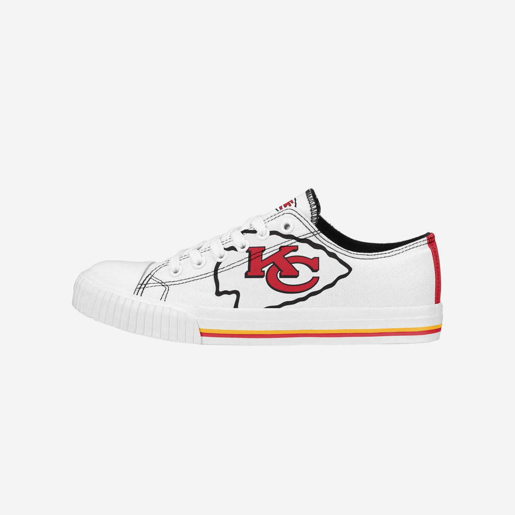 Kansas City Chiefs Womens Big Logo Low Top White Canvas Shoes FOCO 6 - FOCO.com