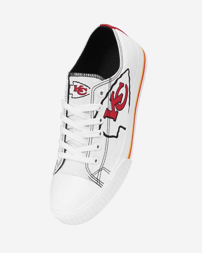 Kansas City Chiefs Womens Big Logo Low Top White Canvas Shoes FOCO - FOCO.com