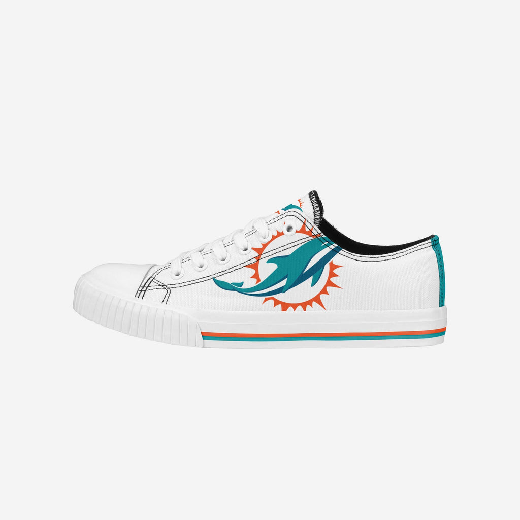 Miami Dolphins Womens Big Logo Low Top White Canvas Shoes FOCO 6 - FOCO.com