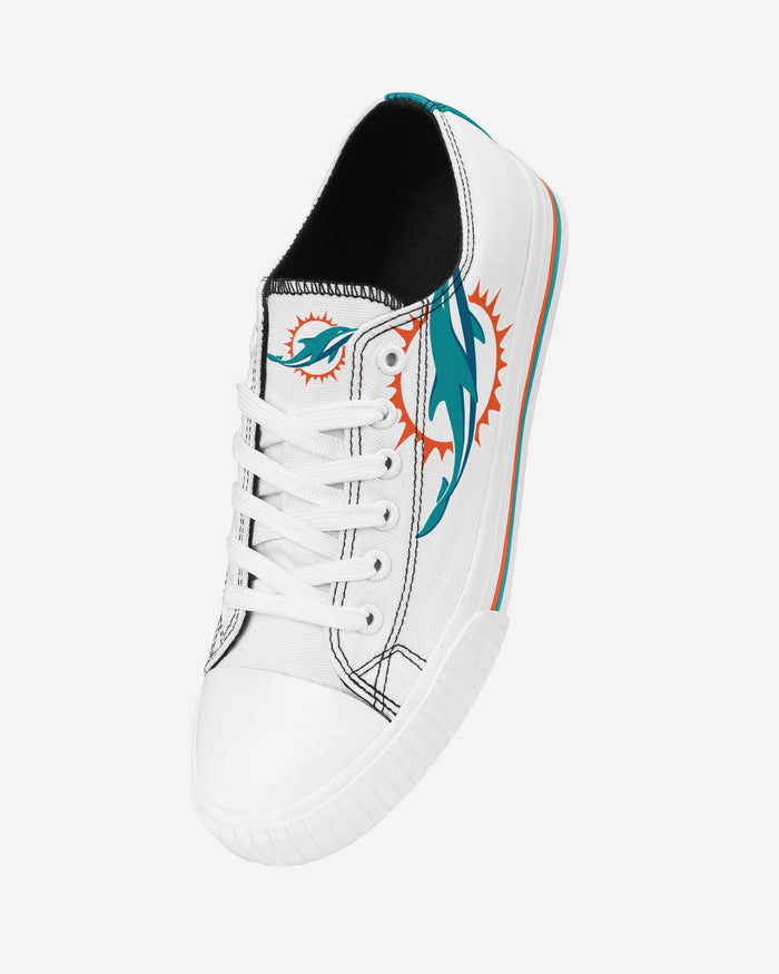 Miami Dolphins Womens Big Logo Low Top White Canvas Shoes FOCO - FOCO.com