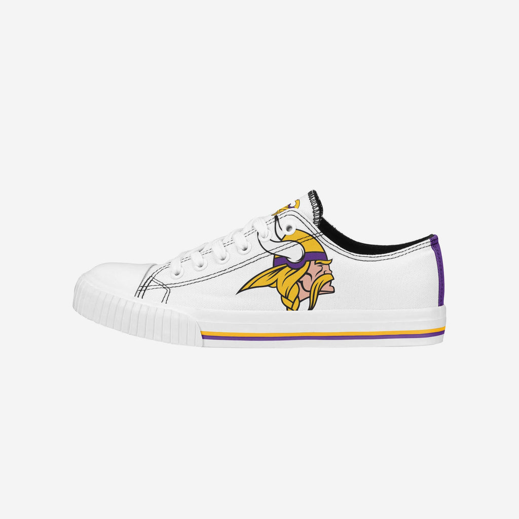 Minnesota Vikings Womens Big Logo Low Top White Canvas Shoes FOCO 6 - FOCO.com