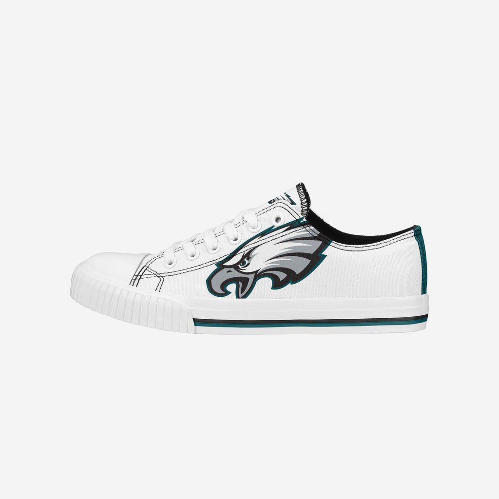 Philadelphia Eagles Womens Big Logo Low Top White Canvas Shoes FOCO 6 - FOCO.com