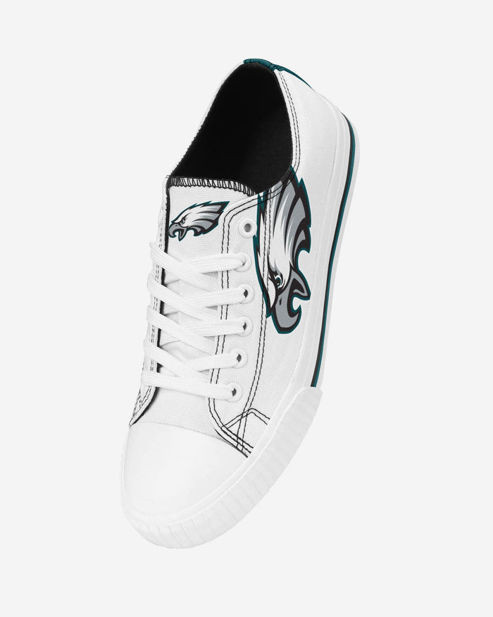 Philadelphia Eagles Womens Big Logo Low Top White Canvas Shoes FOCO - FOCO.com