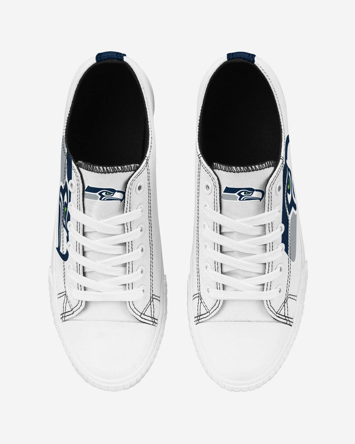 Seattle Seahawks Womens Big Logo Low Top White Canvas Shoes FOCO - FOCO.com