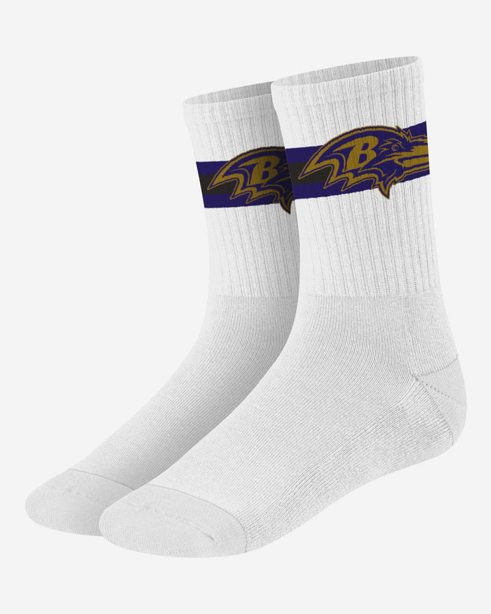 Baltimore Ravens Primary Logo White Socks FOCO - FOCO.com