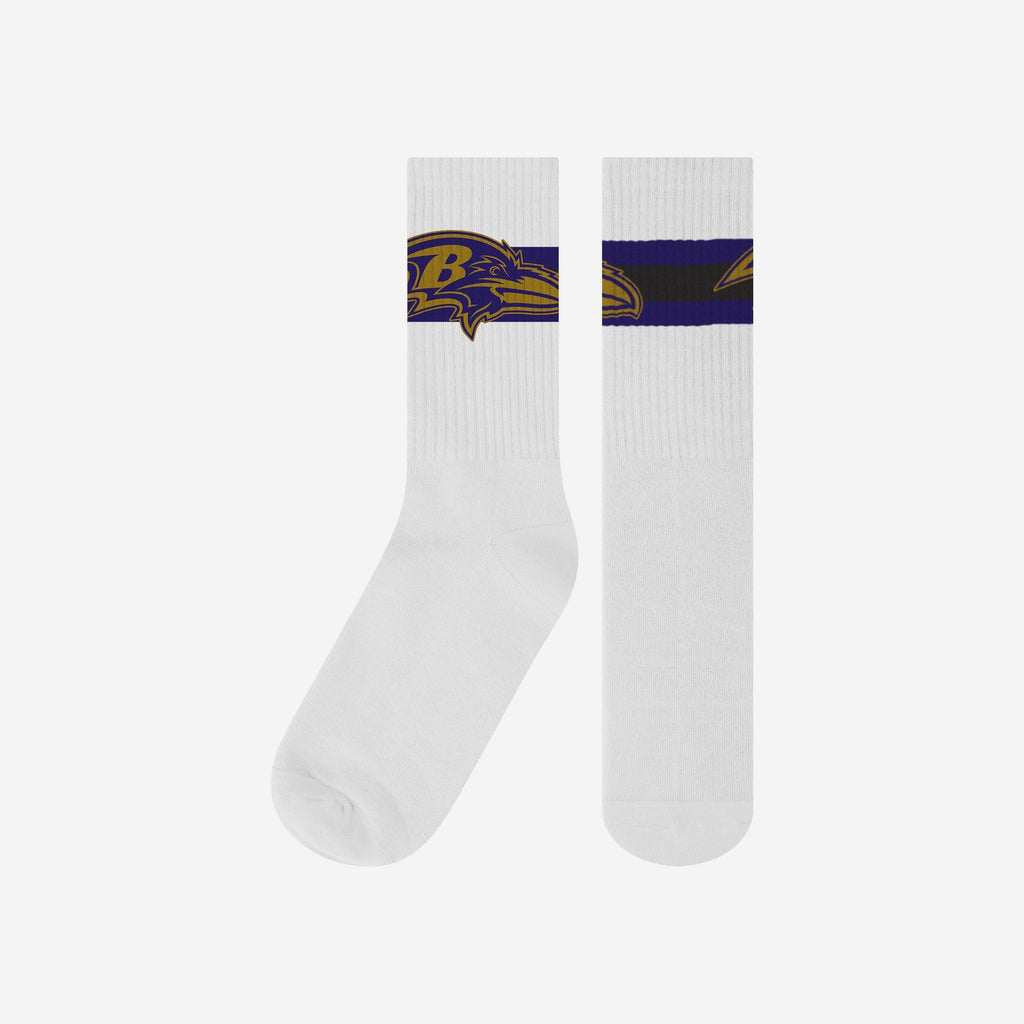 Baltimore Ravens Primary Logo White Socks FOCO - FOCO.com