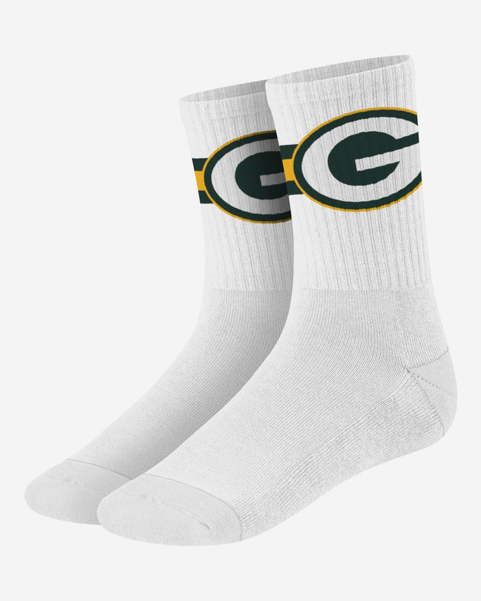 Green Bay Packers Primary Logo White Socks FOCO - FOCO.com