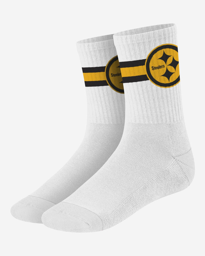 Pittsburgh Steelers Primary Logo White Socks FOCO - FOCO.com