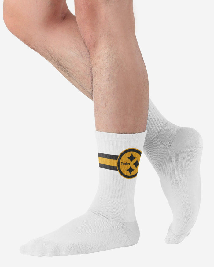 Pittsburgh Steelers Primary Logo White Socks FOCO - FOCO.com