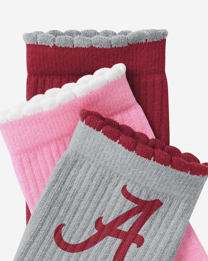 Alabama Crimson Tide 3-Pack Ruffle Quarter Socks FOCO - FOCO.com