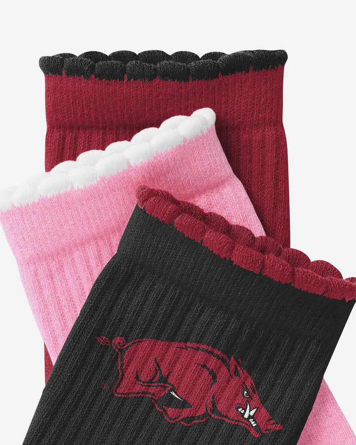 Arkansas Razorbacks 3-Pack Ruffle Quarter Socks FOCO - FOCO.com