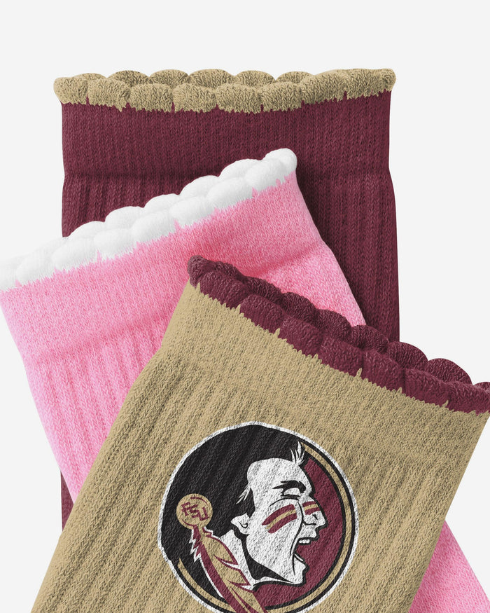 Florida State Seminoles 3-Pack Ruffle Quarter Socks