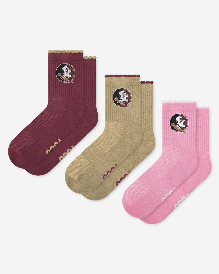 Florida State Seminoles 3-Pack Ruffle Quarter Socks