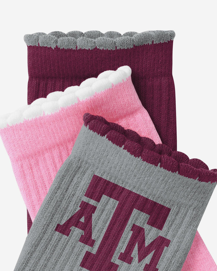 Texas A&M Aggies 3-Pack Ruffle Quarter Socks