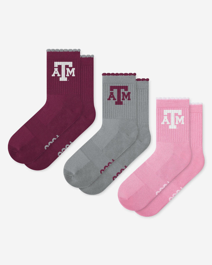 Texas A&M Aggies 3-Pack Ruffle Quarter Socks