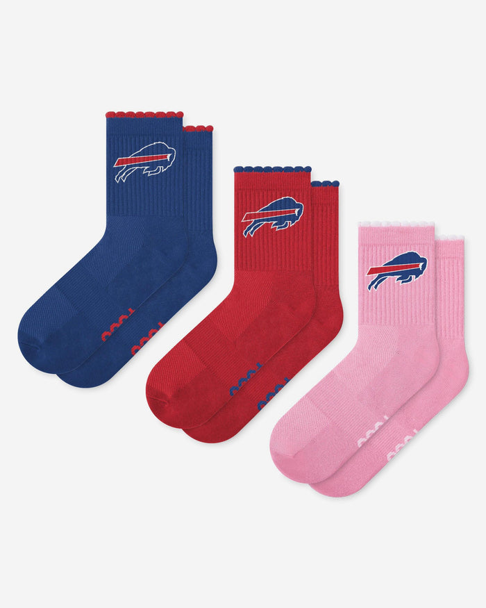 Buffalo Bills 3-Pack Ruffle Quarter Socks