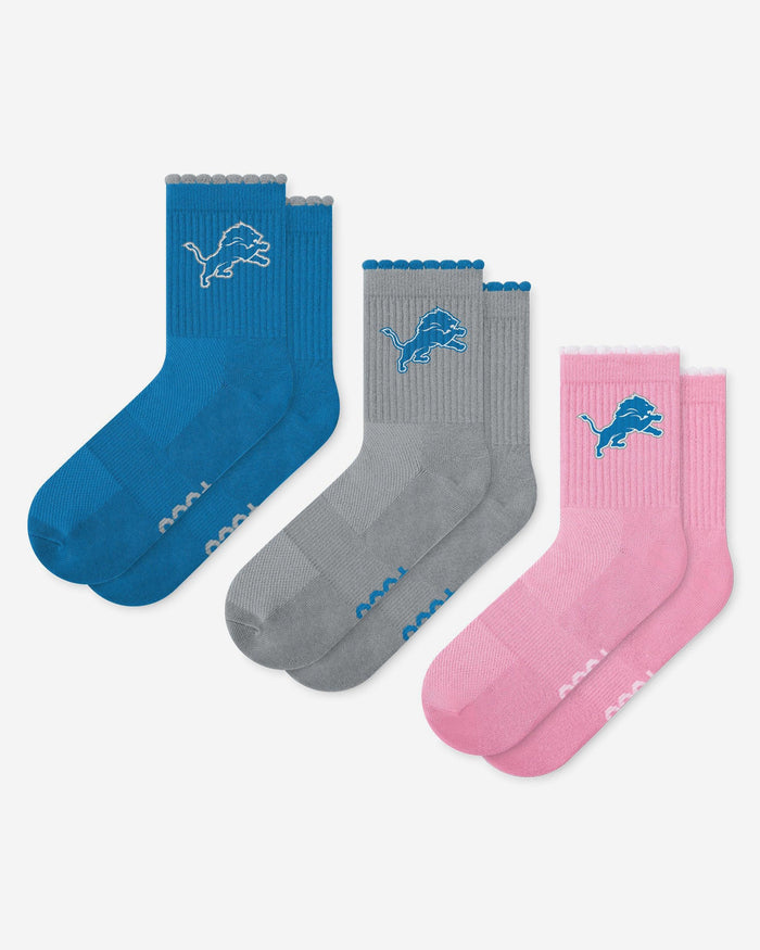 Detroit Lions 3-Pack Ruffle Quarter Socks FOCO - FOCO.com