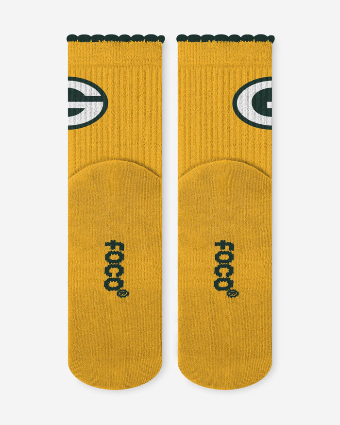 Green Bay Packers 3-Pack Ruffle Quarter Socks FOCO - FOCO.com