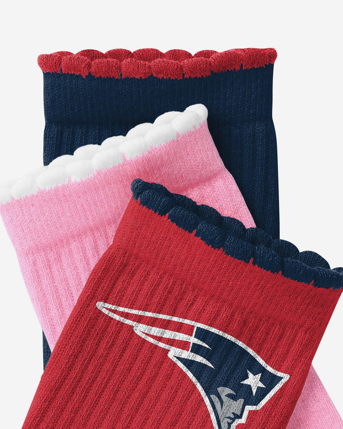 New England Patriots 3-Pack Ruffle Quarter Socks