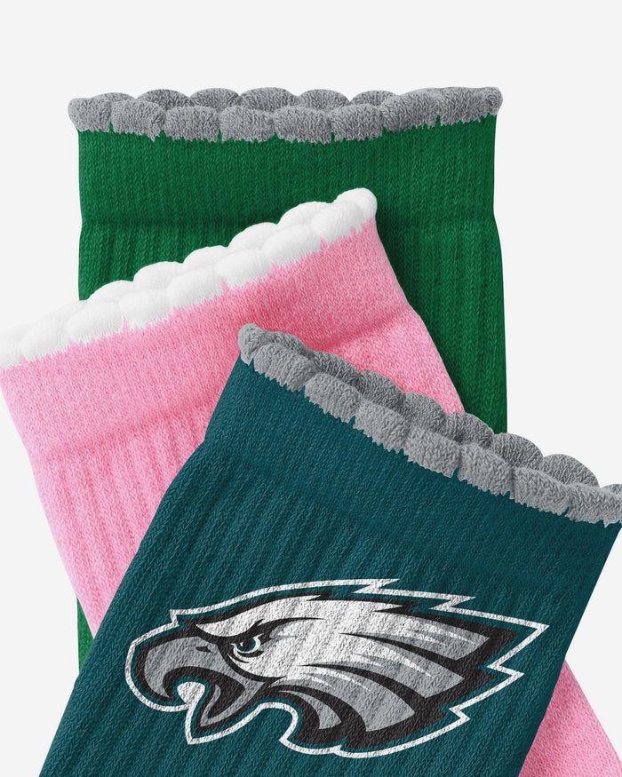 Philadelphia Eagles 3-Pack Ruffle Quarter Socks