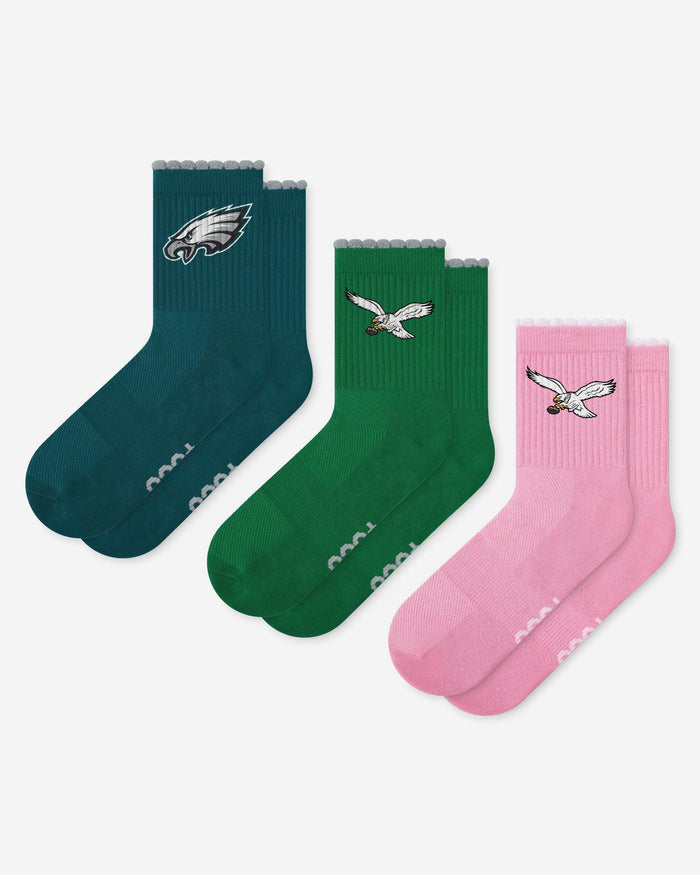 Philadelphia Eagles 3-Pack Ruffle Quarter Socks