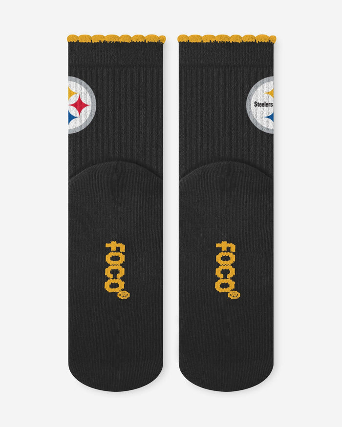 Pittsburgh Steelers 3-Pack Ruffle Quarter Socks FOCO - FOCO.com
