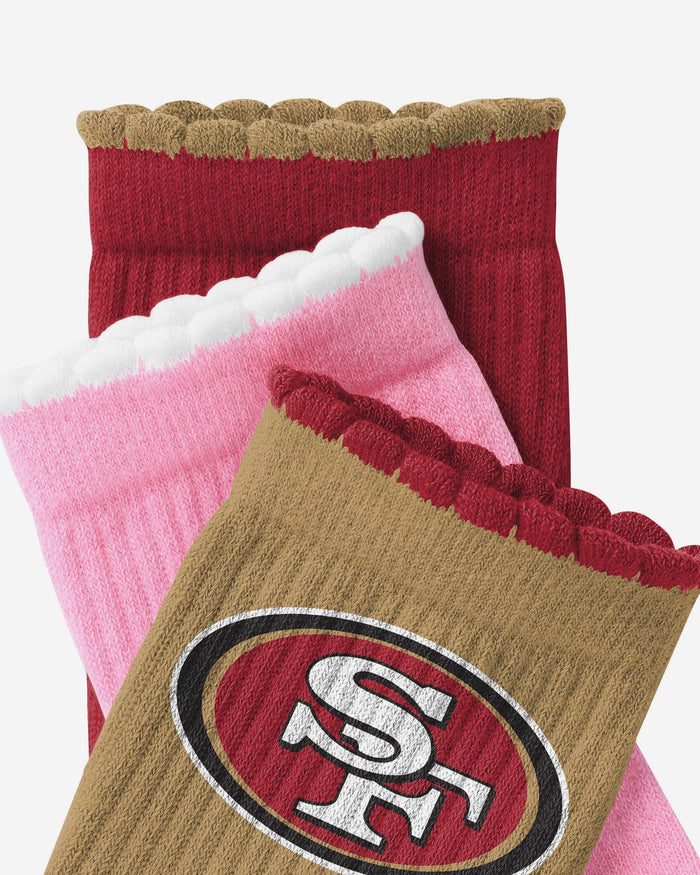 San Francisco 49ers 3-Pack Ruffle Quarter Socks FOCO - FOCO.com