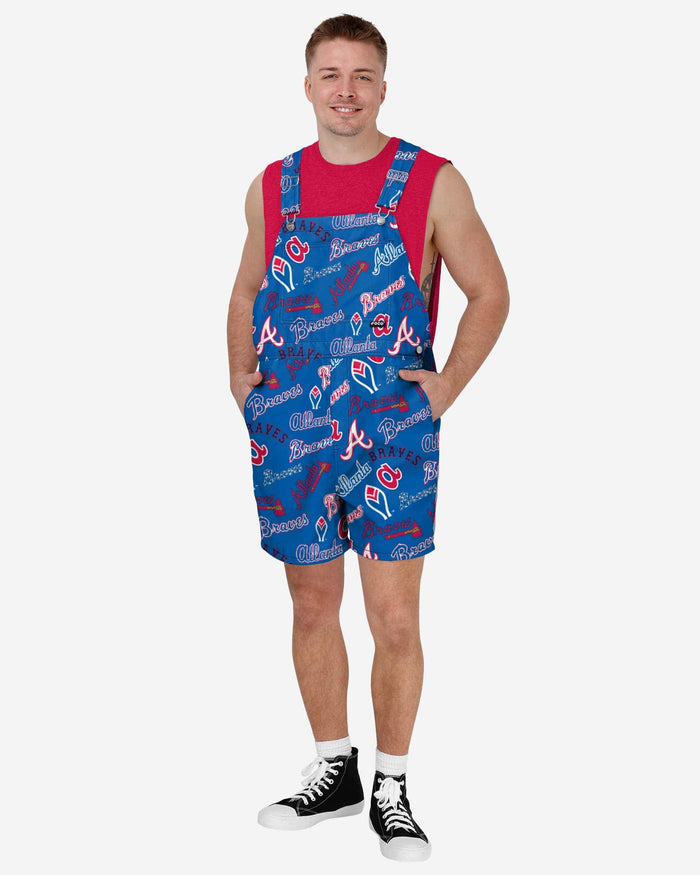 Atlanta Braves Mens Historic Print Bib Shortalls FOCO S - FOCO.com