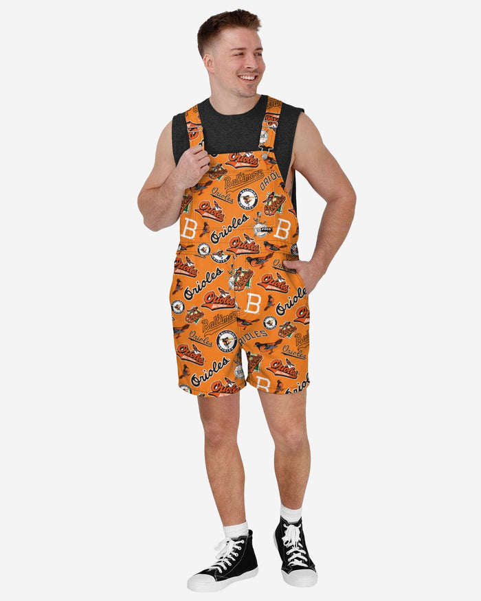 Baltimore Orioles Mens Historic Print Bib Shortalls FOCO S - FOCO.com