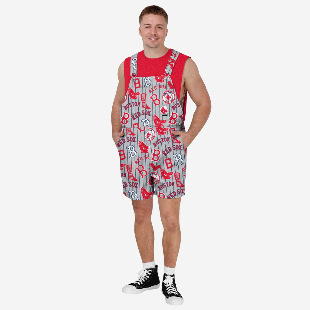 Boston Red Sox Mens Historic Print Bib Shortalls FOCO S - FOCO.com