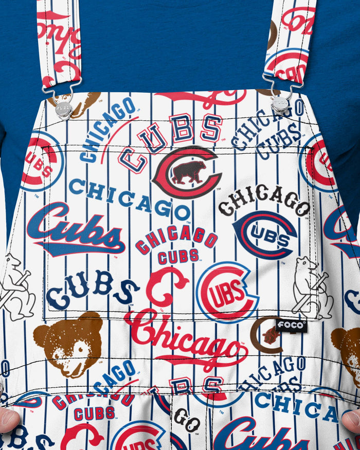 Chicago Cubs Mens Historic Print Bib Shortalls FOCO - FOCO.com