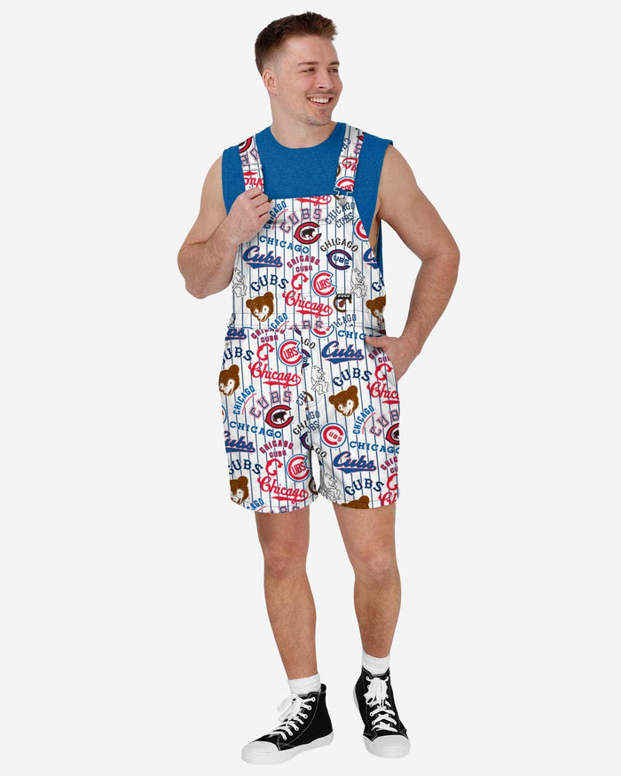 Chicago Cubs Mens Historic Print Bib Shortalls FOCO S - FOCO.com