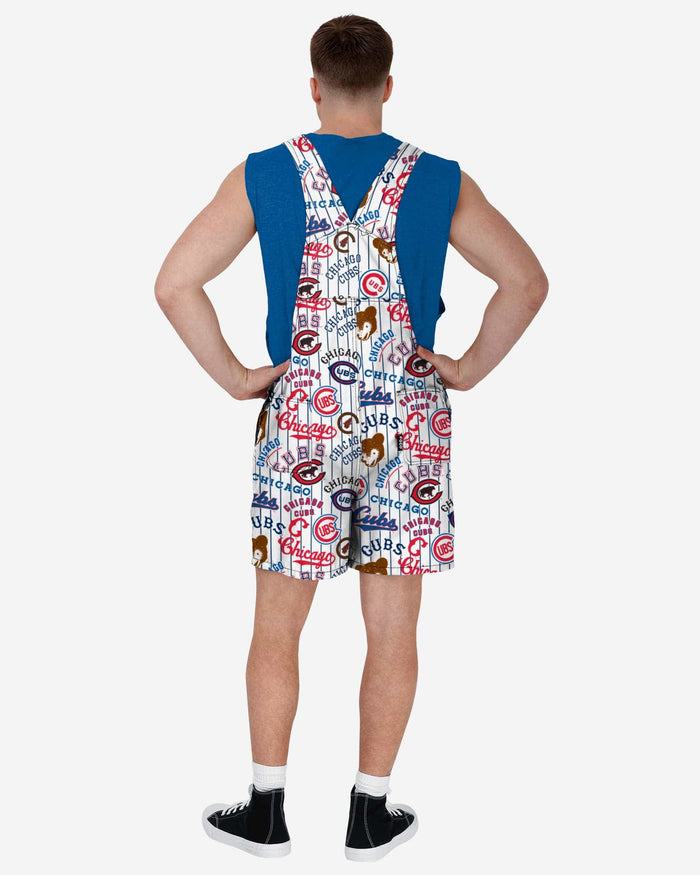 Chicago Cubs Mens Historic Print Bib Shortalls FOCO - FOCO.com