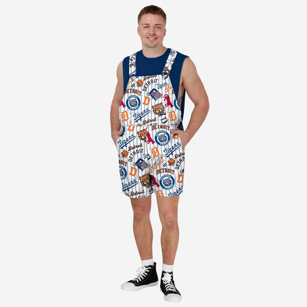 Detroit Tigers Mens Historic Print Bib Shortalls FOCO S - FOCO.com