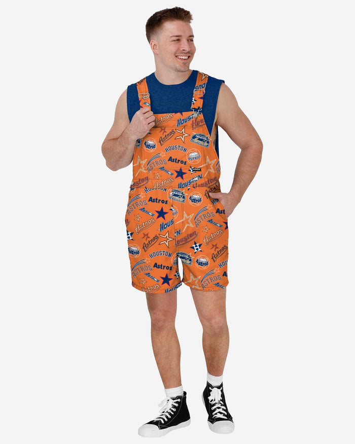 Houston Astros Mens Historic Print Bib Shortalls FOCO S - FOCO.com