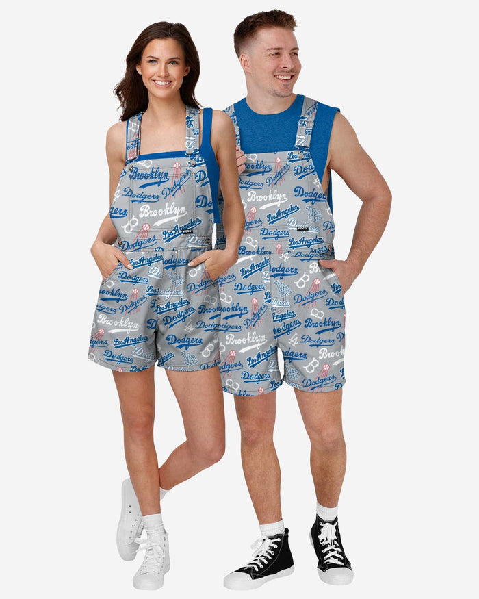 Los Angeles Dodgers Mens Historic Print Bib Shortalls FOCO - FOCO.com