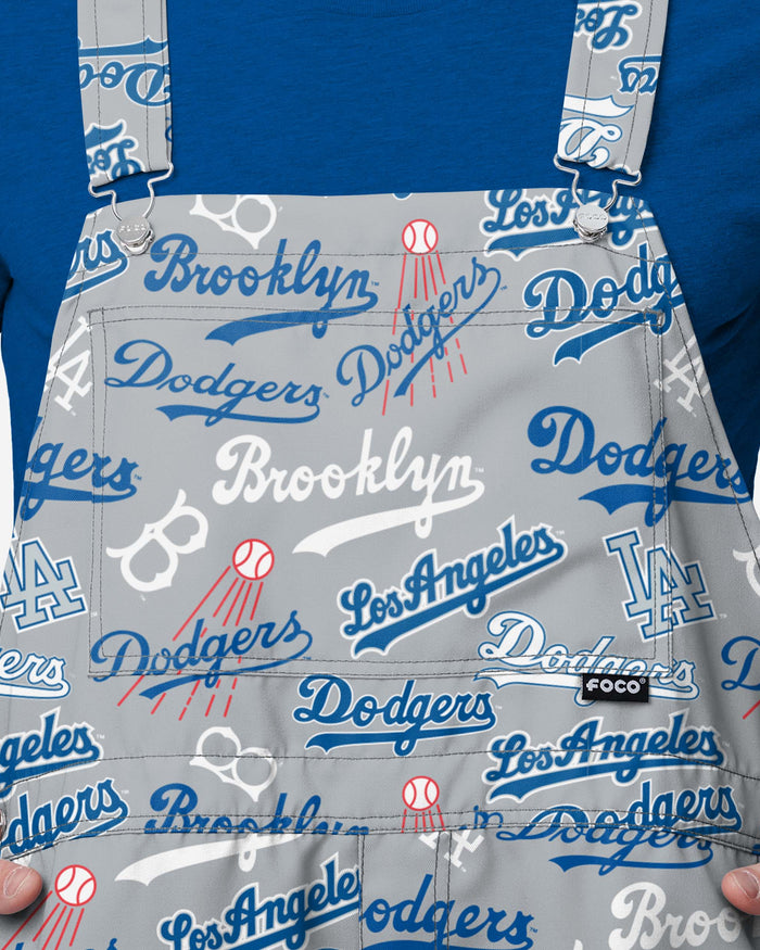 Los Angeles Dodgers Mens Historic Print Bib Shortalls FOCO - FOCO.com