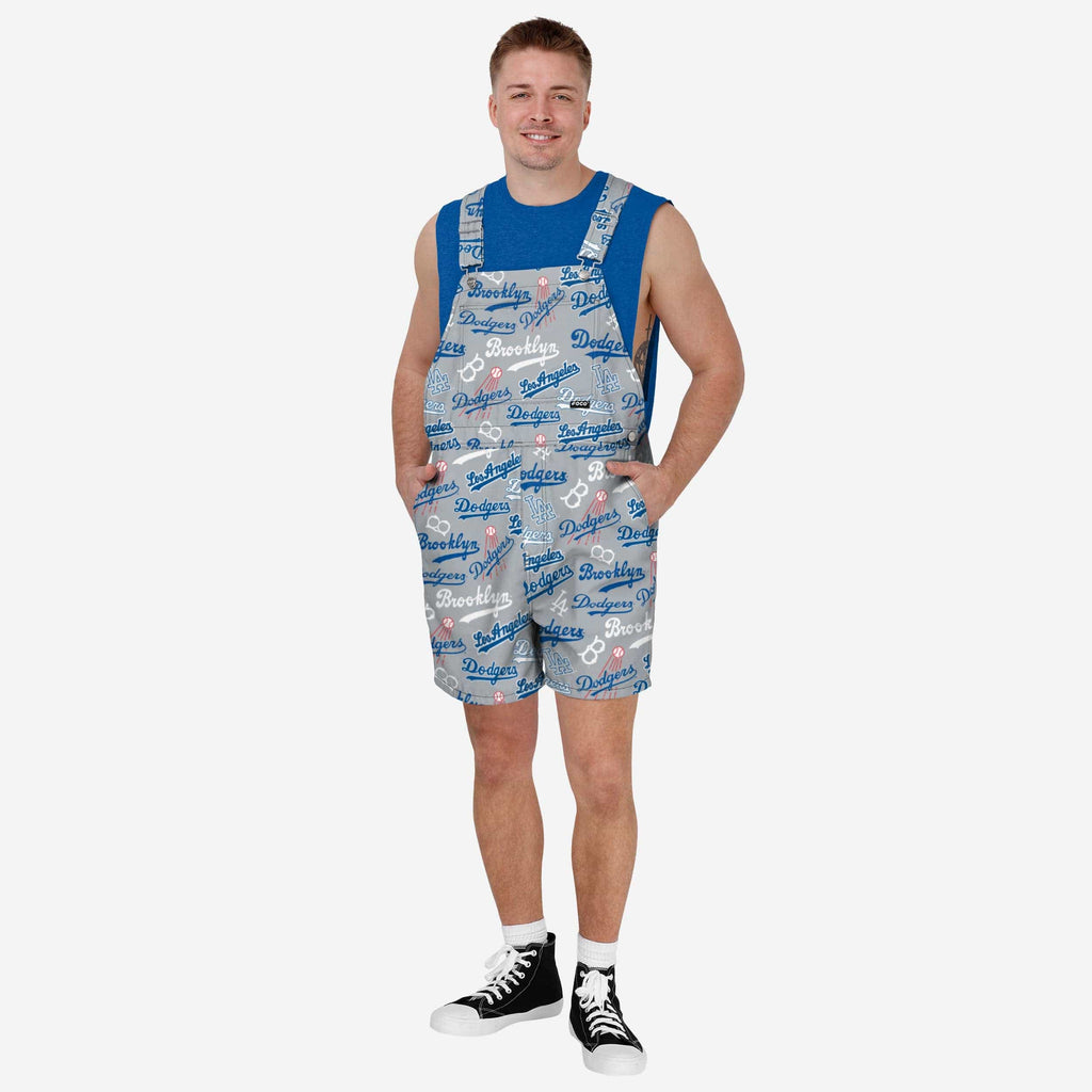 Los Angeles Dodgers Mens Historic Print Bib Shortalls FOCO S - FOCO.com