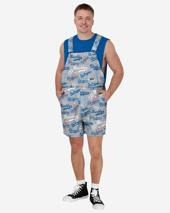 Los Angeles Dodgers Mens Historic Print Bib Shortalls FOCO S - FOCO.com