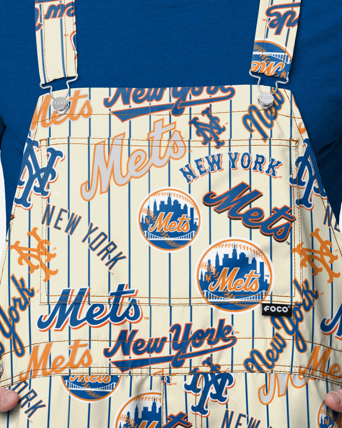 New York Mets Mens Historic Print Bib Shortalls FOCO - FOCO.com