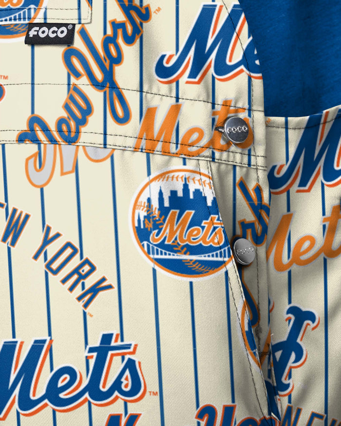 New York Mets Mens Historic Print Bib Shortalls FOCO - FOCO.com