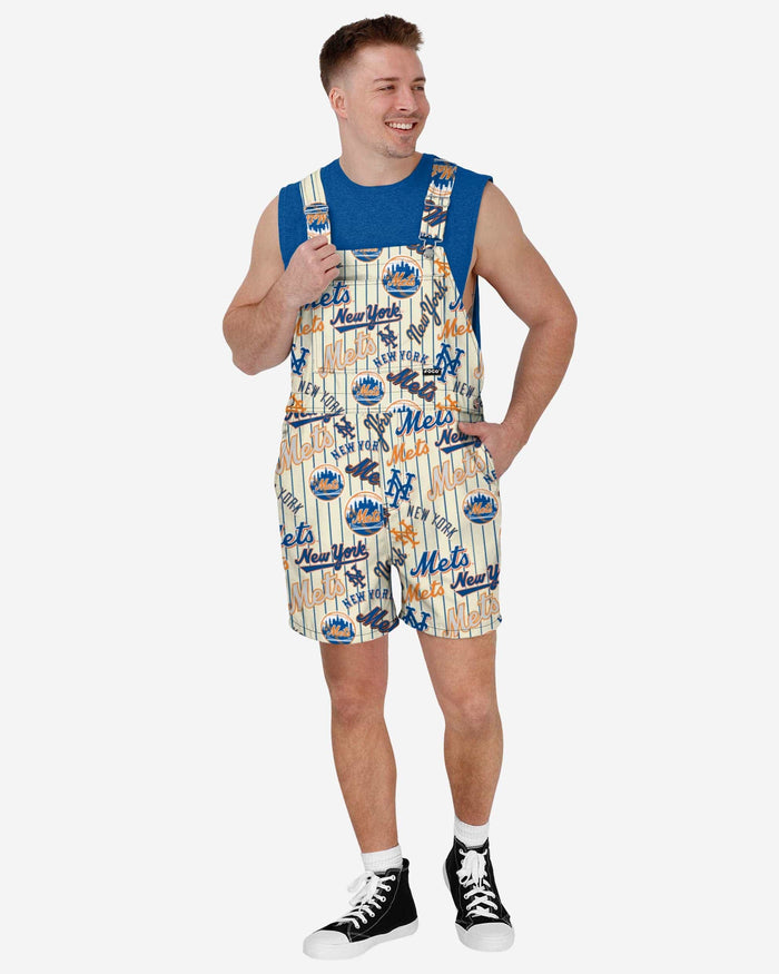 New York Mets Mens Historic Print Bib Shortalls FOCO S - FOCO.com