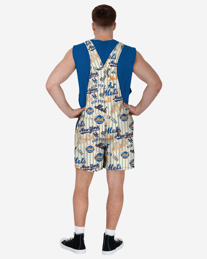 New York Mets Mens Historic Print Bib Shortalls FOCO - FOCO.com