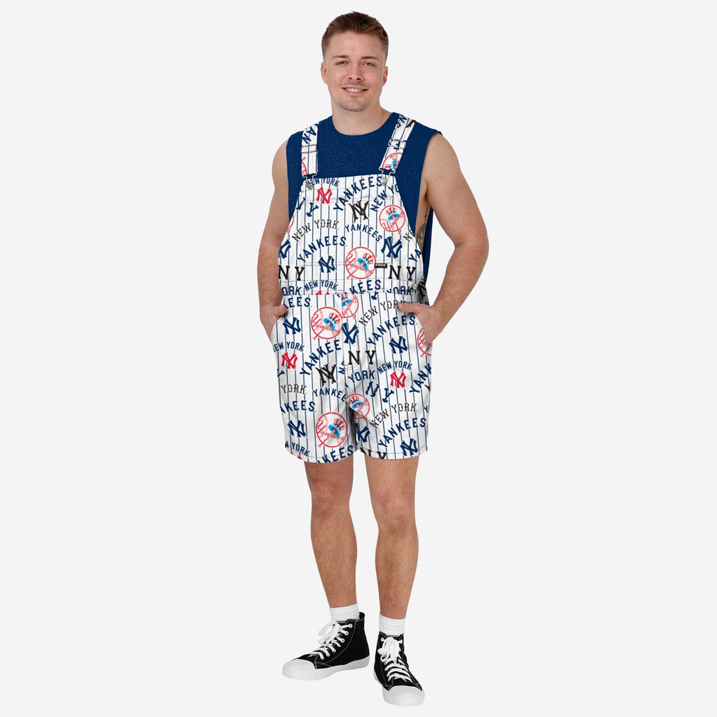 New York Yankees Mens Historic Print Bib Shortalls FOCO S - FOCO.com