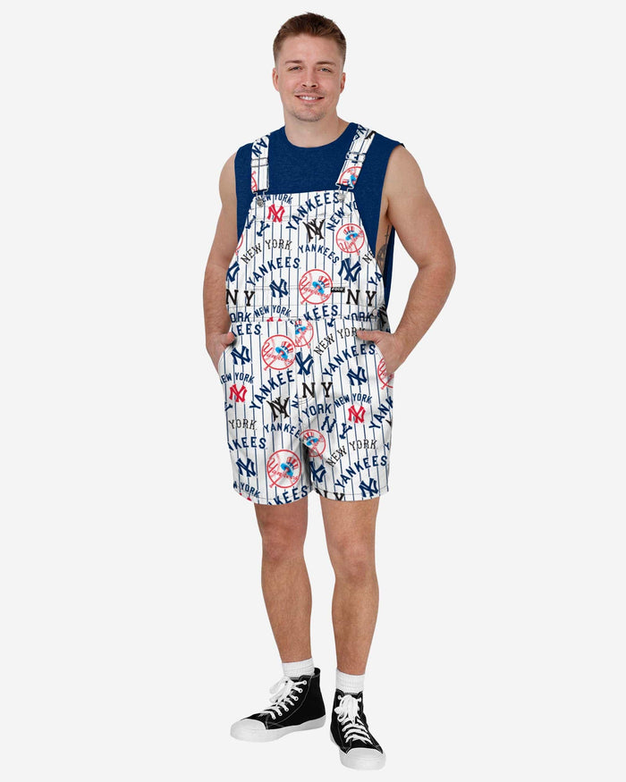 New York Yankees Mens Historic Print Bib Shortalls FOCO S - FOCO.com